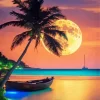 Aesthetic Full Moon Beach Diamond Painting