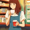 Anime Barista Woman Diamond Painting