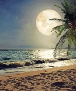 Beach With Moon Diamond Painting