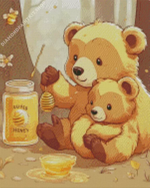 Bear Eating Honey Diamond Painting