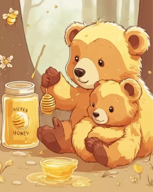 Bear Eating Honey Diamond Painting