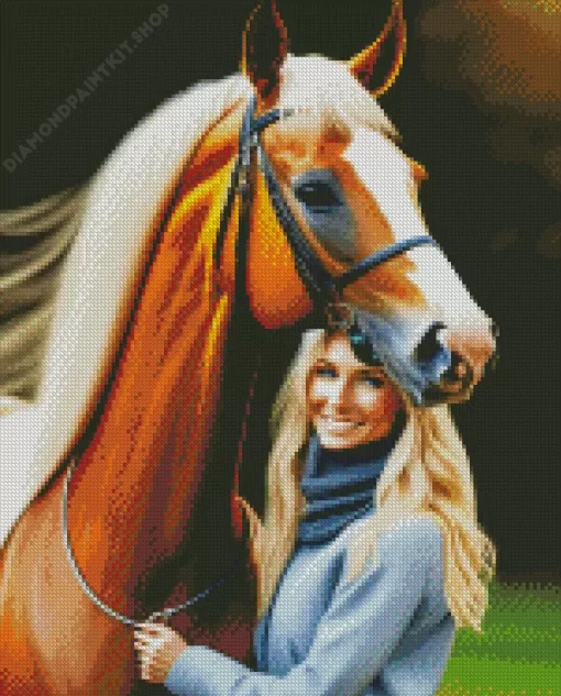 Blonde And Horse Diamond Painting