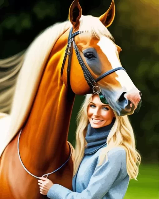 Blonde And Horse Diamond Painting