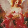 Blonde Angel Holding Roses Diamond Painting