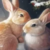 Blonde Bunnies In Snow Diamond Painting