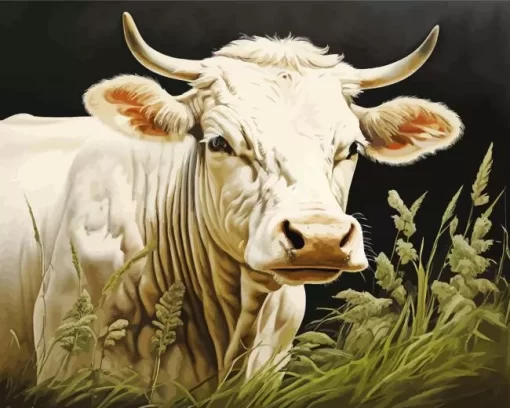 Blonde Cow Diamond Painting