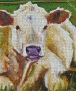 Blonde Cow Art Diamond Painting