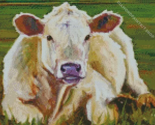 Blonde Cow Art Diamond Painting