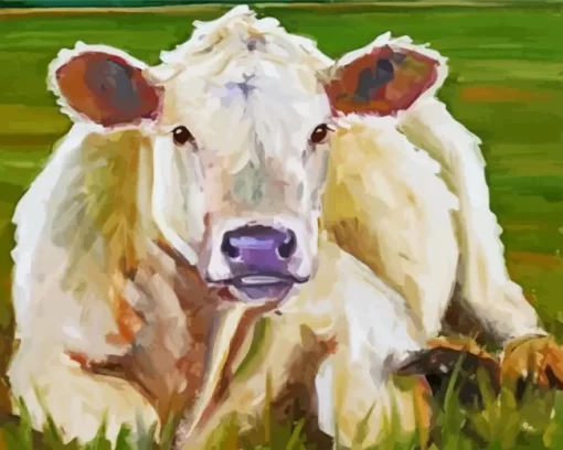 Blonde Cow Art Diamond Painting