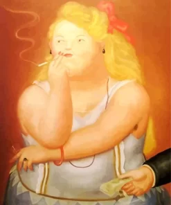 Blonde Fat Girl Smoking Art Diamond Painting