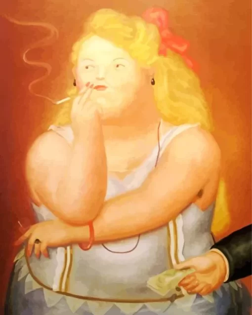 Blonde Fat Girl Smoking Art Diamond Painting