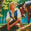 Blonde Girl And Horse Diamond Painting