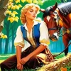 Blonde Girl And Horse Diamond Painting