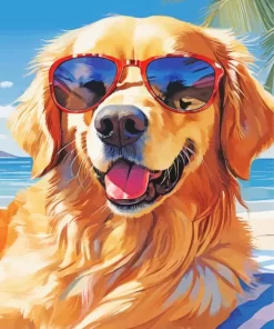 Blonde Labrador Wearing Sunglasses Diamond Painting