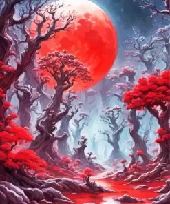 Blood Moon Forest Diamond Painting