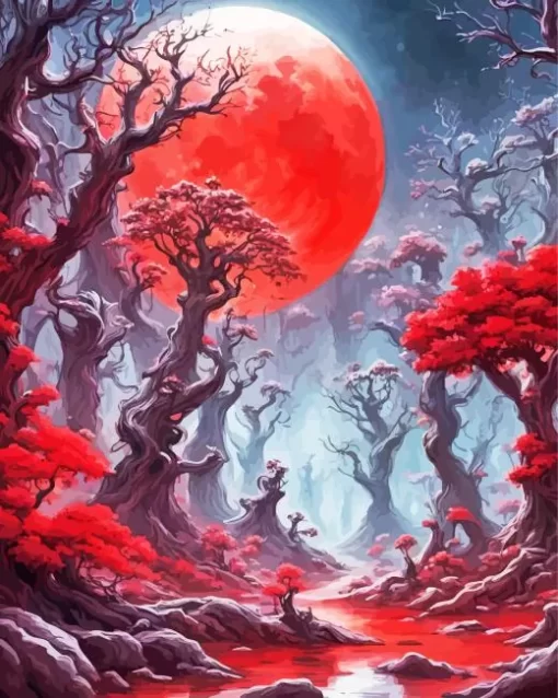 Blood Moon Forest Diamond Painting