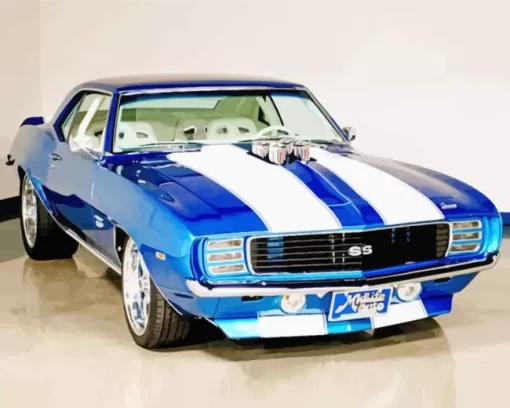 Blue 69 Camaro Ss Car Diamond Painting