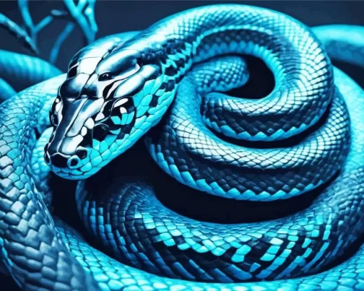 Blue And Black Snake Diamond Painting