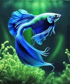 Blue And Green Betta Fish Diamond Painting