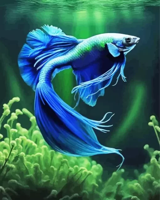 Blue And Green Betta Fish Diamond Painting