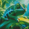 Blue And Green Chameleon Diamond Painting