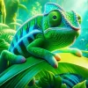 Blue And Green Chameleon Diamond Painting