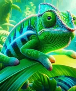 Blue And Green Chameleon Diamond Painting