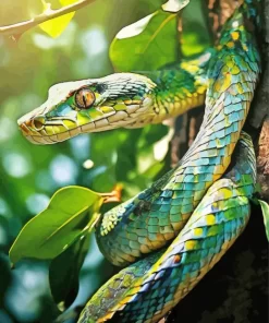 Blue And Green Pit Vipers Snake Diamond Painting