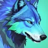 Blue And Green Wolf Diamond Painting