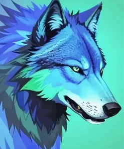 Blue And Green Wolf Diamond Painting