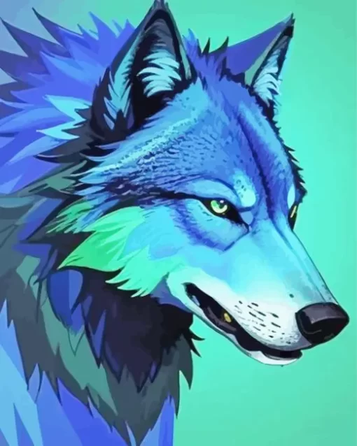 Blue And Green Wolf Diamond Painting