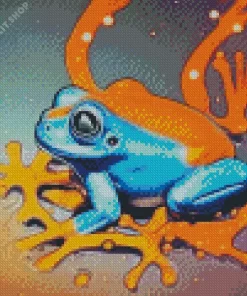 Blue And Orange Frog Diamond Painting