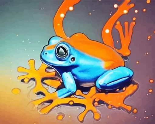 Blue And Orange Frog Diamond Painting