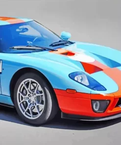 Blue And Orange Gt40 Car Diamond Painting