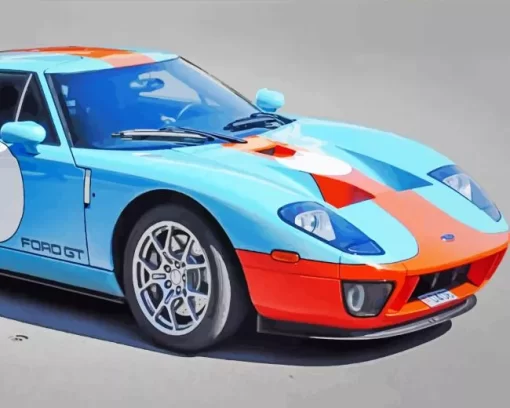 Blue And Orange Gt40 Car Diamond Painting