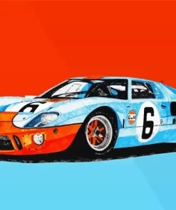 Blue And Orange Gt40 Race Car Diamond Painting