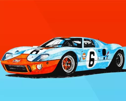 Blue And Orange Gt40 Race Car Diamond Painting