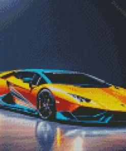 Blue And Orange Lamborghini Diamond Painting