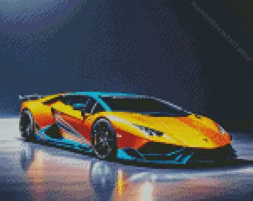 Blue And Orange Lamborghini Diamond Painting