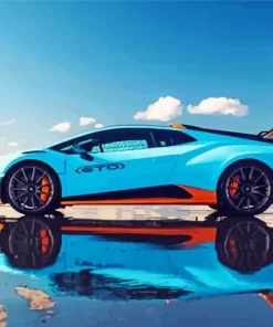 Blue And Orange Lamborghini Car Diamond Painting