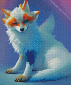 Blue And Orange White Fox Diamond Painting