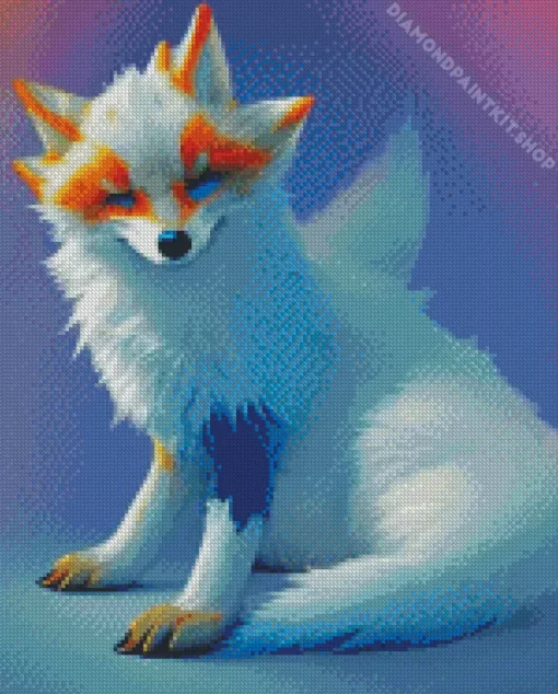 Blue And Orange White Fox Diamond Painting