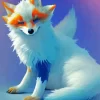 Blue And Orange White Fox Diamond Painting