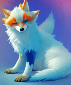 Blue And Orange White Fox Diamond Painting