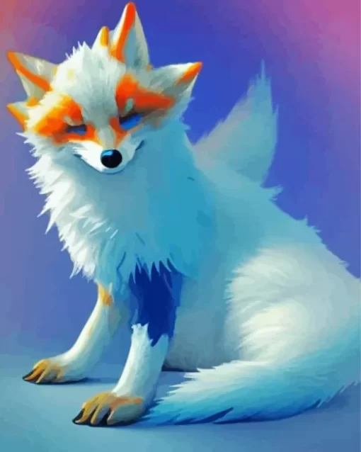 Blue And Orange White Fox Diamond Painting