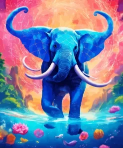 Blue Elephant Diamond Painting