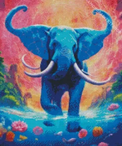 Blue Elephant Diamond Painting