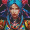 Blue Fantasy Chinese Girl Diamond Painting