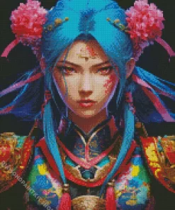 Blue Fantasy Chinese Girl Diamond Painting