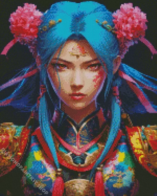 Blue Fantasy Chinese Girl Diamond Painting